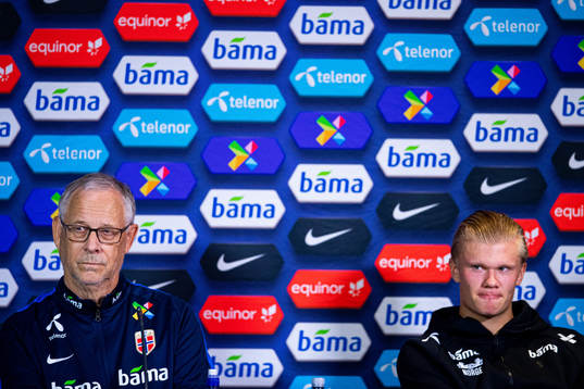 Lars Lagerbäck, head coach, and Erling Braut Haaland of