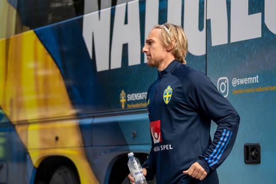 Emil Forsberg of the Swedish national football team arrives