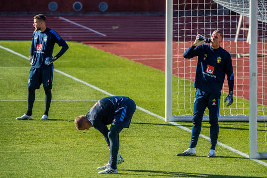 Goalkeepers Kristoffer Nordfeldt, Karl-Johan Johnsson and