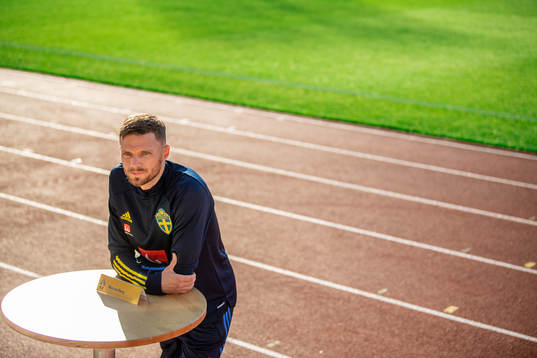 Marcus Berg of the Swedish national football team is being