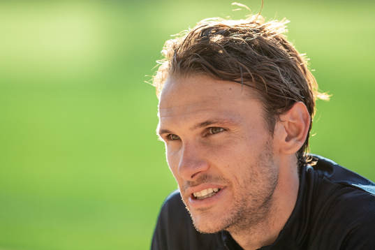 Albin Ekdal of the Swedish national football team is being