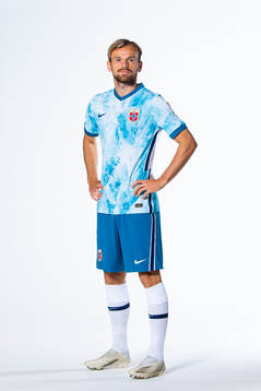 Iver Fossum of the Norwegian national football team poses