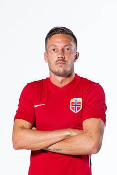 Martin Linnes of the Norwegian national football team poses
