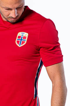 Martin Linnes of the Norwegian national football team poses