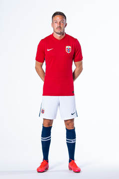 Martin Linnes of the Norwegian national football team poses