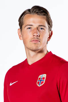 Sander Berge of the Norwegian national football team poses