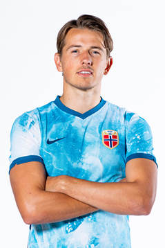Sander Berge of the Norwegian national football team poses