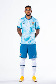 Joshua King of the Norwegian national football team poses