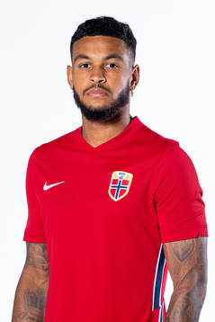 Joshua King of the Norwegian national football team poses