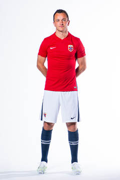 Even Hovland of the Norwegian national football team poses