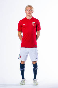 Birger Meling of the Norwegian national football team poses