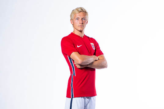 Birger Meling of the Norwegian national football team poses