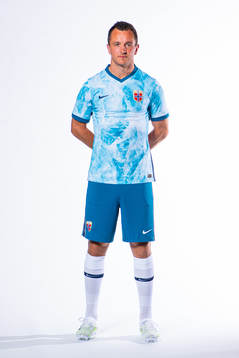 Even Hovland of the Norwegian national football team poses