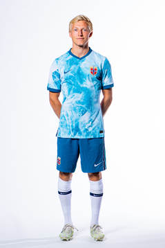 Birger Meling of the Norwegian national football team poses