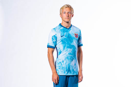 Birger Meling of the Norwegian national football team poses