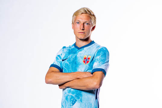 Birger Meling of the Norwegian national football team poses