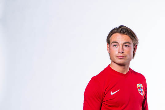 Patrick Berg of the Norwegian national football team poses