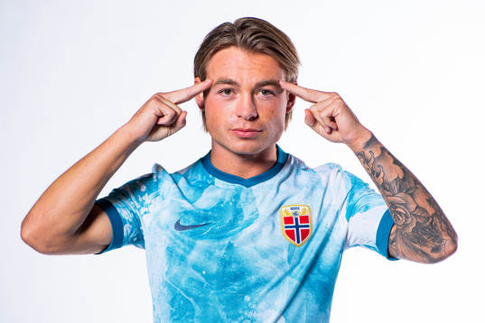 Patrick Berg of the Norwegian national football team poses