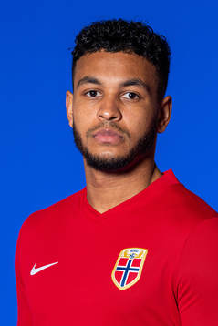 Joshua King of the Norwegian national football team poses