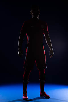 Joshua King of the Norwegian national football team poses
