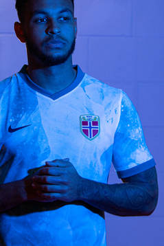 Joshua King of the Norwegian national football team poses