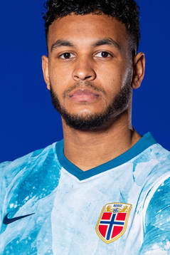 Joshua King of the Norwegian national football team poses