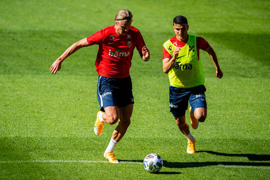 Erling Braut Haaland and Mohamed Elyounoussi of the