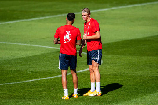 Joshua King and Erling Braut Haaland of the Norwegian