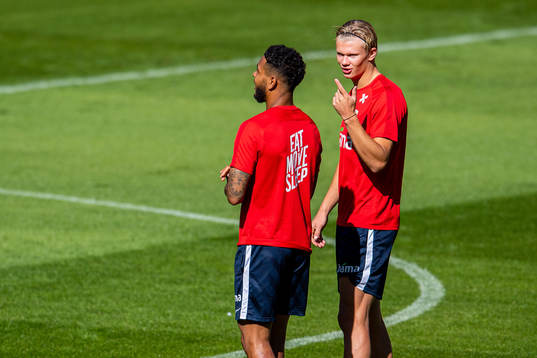 Joshua King and Erling Braut Haaland of the Norwegian