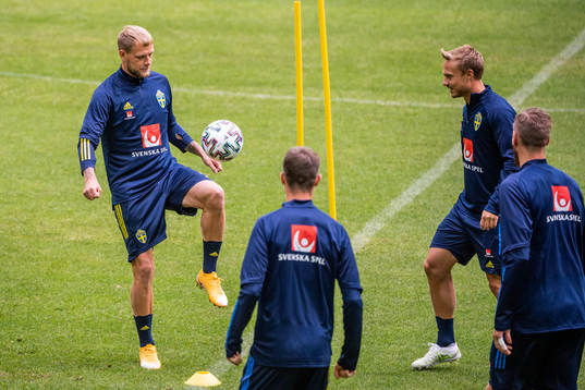 John Guidetti and Pierre Bengtsson of the Swedish national