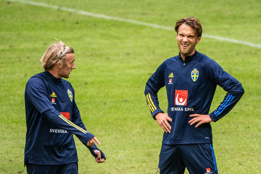 Emil Forsberg and Albin Ekdal of the Swedish national