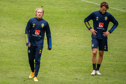 Emil Forsberg and Albin Ekdal of the Swedish national