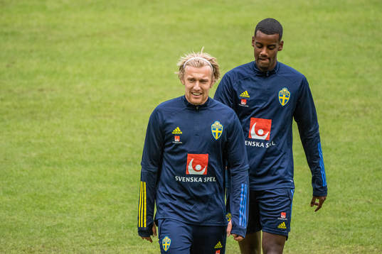 Emil Forsberg and Alexander Isak of the Swedish national