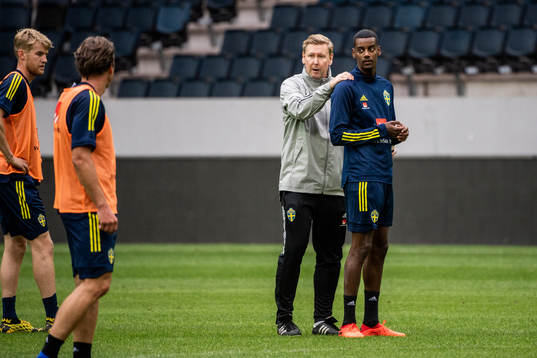 Peter Wettergren, assistant coach and Alexander Isak of the