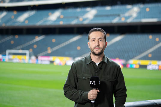 Johan Kücükaslan, reporter at SVT Sport, poses for a