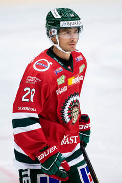 Frölundas Johan Sundström innan träningsmatchen i