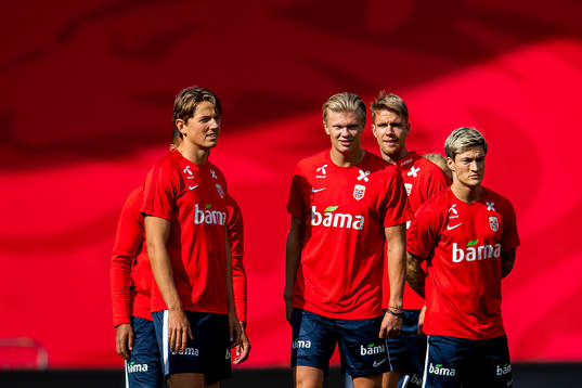 Sander Berge, Erling Braut Haaland, Kristoffer Ajer and