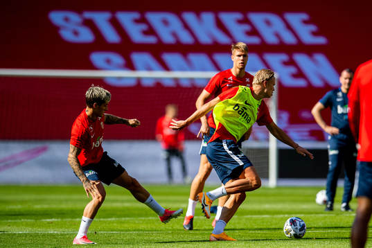 Mathias Normann and Erling Braut Haaland of the Norwegian