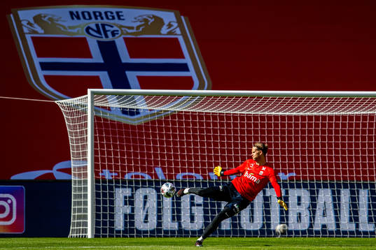 Goalkeeper Ørjan Håskjold Nyland of the Norwegian