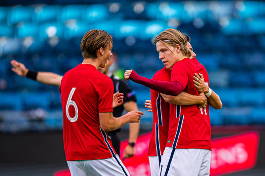 Jens Petter Hauge of Norway celebrates