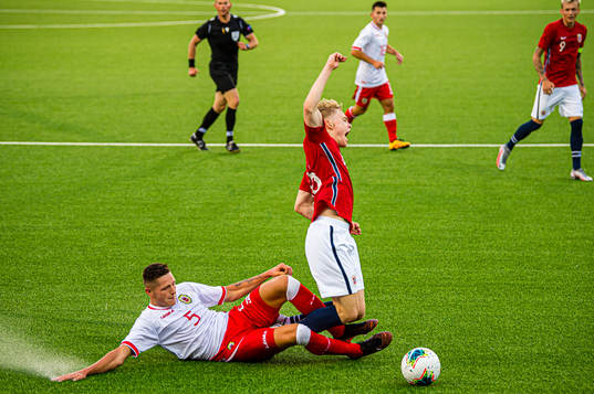 Ethan Thorne-Llambias of Gibraltar and Ola Brynhildsen of