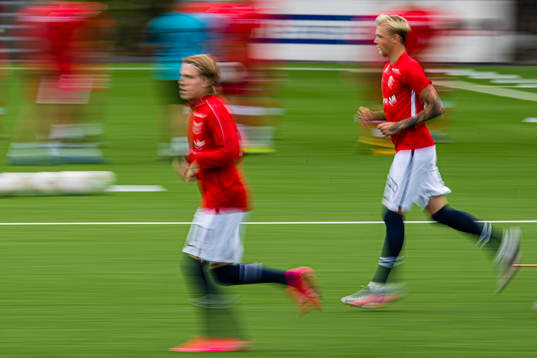 Jens Petter Hauge and Birk Risa of Norway