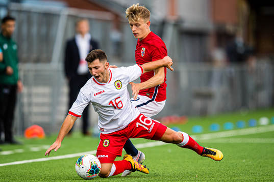 Dylan Peacock of Gibraltar and Marcus Holmgren Pedersen of
