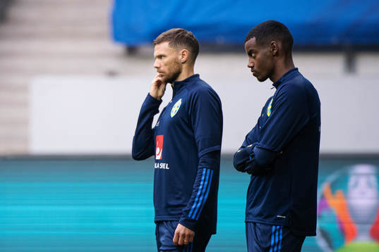 Marcus Berg and Alexander Isak of the Swedish national