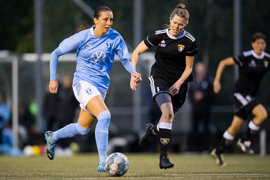 Malmö FFs Malin Gunnarsson och Malmö City FCs Sanne