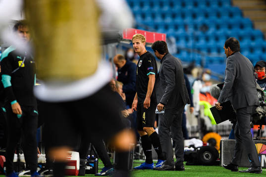 Martin Hinteregger of Austria in pain