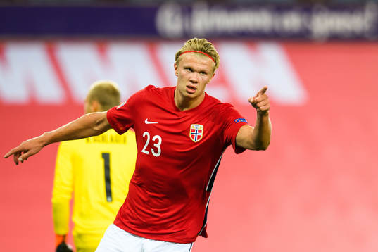 Erling Braut Haaland of Norway celebrates the 1-2 goal
