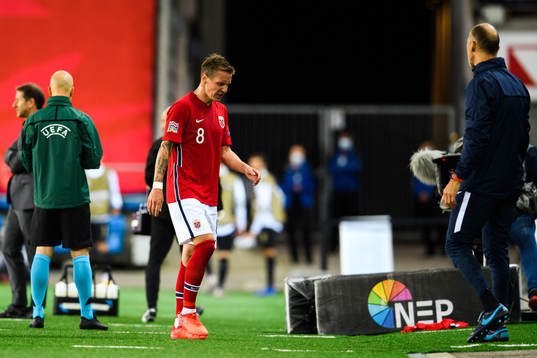 Stefan Johansen of Norway in pain