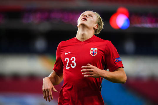 Erling Braut Haaland of Norway looks dejected