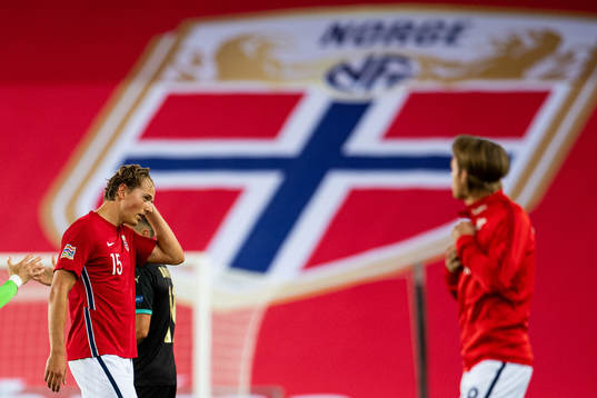 Sander Berge of Norway looks dejected